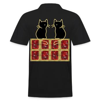 80s 90s Retro Vintage Cats Cat Cat - Men's Polo Shirt - black - Back - Kai (181cm)