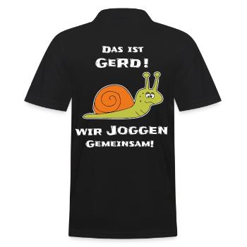 Lustige Schnecke Joggen - Männer Poloshirt - Schwarz - Hinten - Kai (181cm)