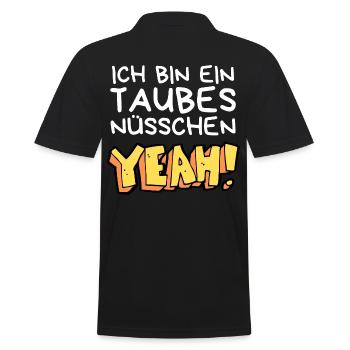 Ich bin ein taubes Nüsschen yeah Spruch Fersehen - Männer Poloshirt - Schwarz - Hinten - Kai (181cm)