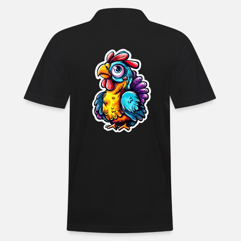 Buntes Huhn - Männer Poloshirt - Schwarz