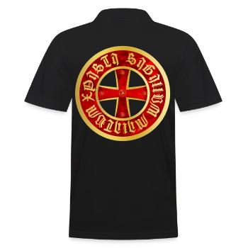 Templer Kreuz Gold & Rubinen - Männer Poloshirt - Schwarz - Hinten - Kai (181cm)