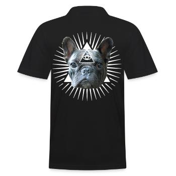 04 Französische Bulldogge Magic Frenchy Bully - Männer Poloshirt - Schwarz - Hinten - Kai (181cm)