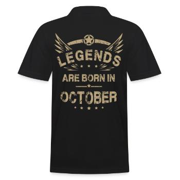 Birthday Anniversary - Legends are born in October - Polo Homme - noir - Dos - Kai (181cm)