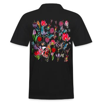 Tulpen Tulpe Blumen gärtner Gärtnern Himbeere - Männer Poloshirt - Schwarz - Hinten - Kai (181cm)