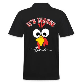 C’EST L’HEURE DE LA DINDE, THANKSGIVING - Polo Homme - noir - Dos - Kai (181cm)