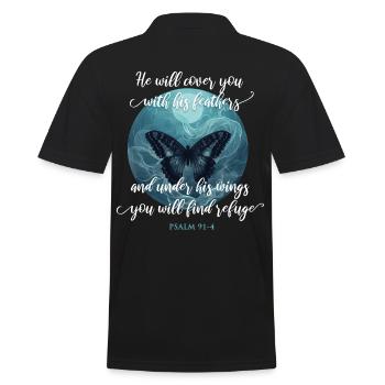 Christliches Zitat Bibelvers Religiös - Männer Poloshirt - Schwarz - Hinten - Kai (181cm)