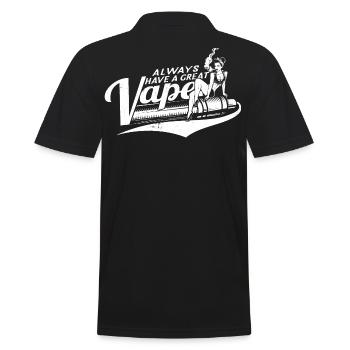 vape shirt mit sexy pin up frau und akkuträger - Männer Poloshirt - Schwarz - Hinten - Kai (181cm)