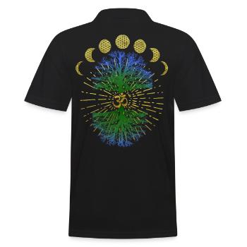 Om fleur de vie en or avec arbre de vie - Polo Homme - noir - Dos - Kai (181cm)