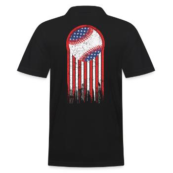 Baseball Ball vintage USA Flagge used look Design - Männer Poloshirt - Schwarz - Hinten - Kai (181cm)