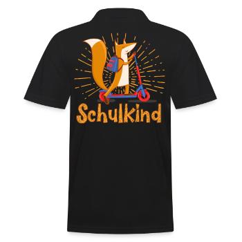 Einschulung in der Schule Kinder Fuchs Design - Männer Poloshirt - Schwarz - Hinten - Kai (181cm)