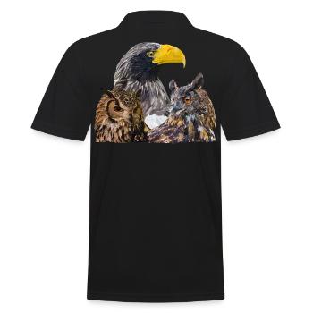Greifvögel - Männer Poloshirt - Schwarz - Hinten - Kai (181cm)