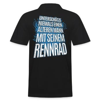 Unterschätze nie einen älteren Mann mit Rennrad - Männer Poloshirt - Schwarz - Hinten - Kai (181cm)