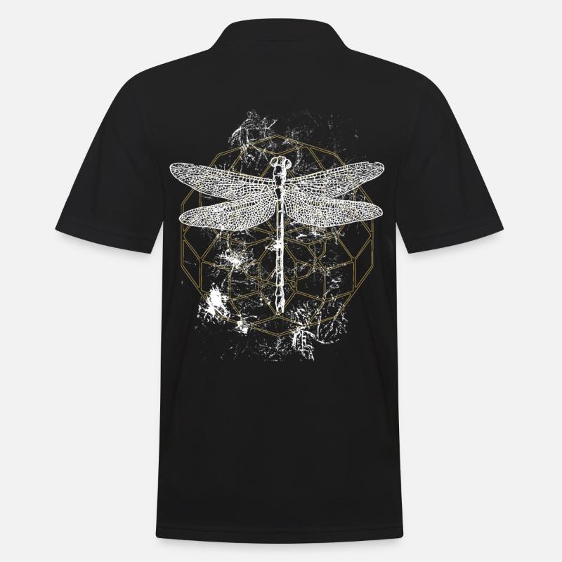 Libellule Ornement Or Blanc - Polo Homme - noir