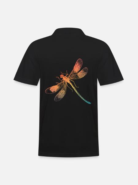 Bunte Regenbogen Libelle - Männer Poloshirt - Schwarz