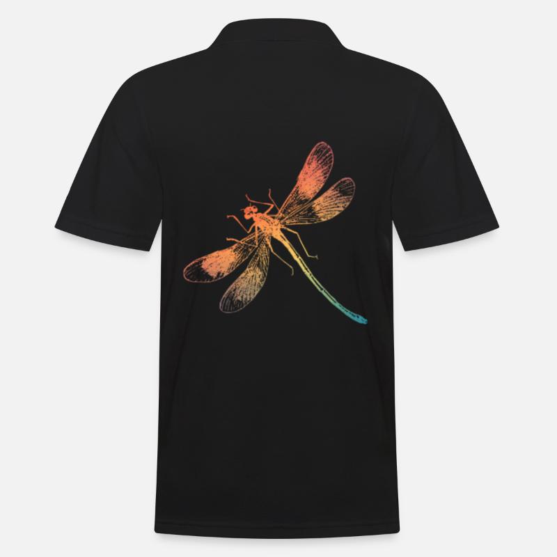 Libellule arc-en-ciel coloré - Polo Homme - noir