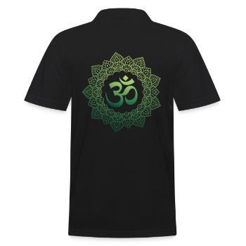Yogi, Prana Mandala Om grün - Männer Poloshirt - Schwarz - Hinten - Kai (181cm)