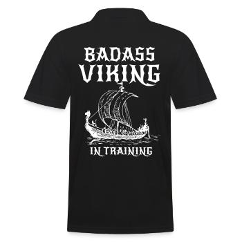 Badass Viking in Training - Männer Poloshirt - Schwarz - Hinten - Kai (181cm)