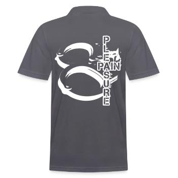 Enjoy pain BDSM handcuffs - Men's Polo Shirt - charcoal grey - Back - Nico (186cm)