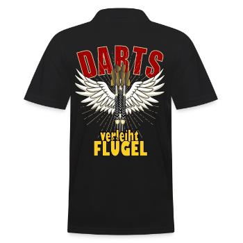 Darts verleiht Flügel, Dart Wings mit Spruch - Männer Poloshirt - Schwarz - Hinten - Kai (181cm)