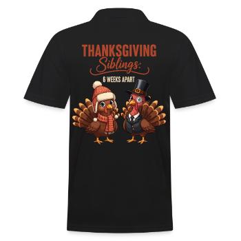 Thanksgiving Siblings - Men's Polo Shirt - black - Back - Kai (181cm)