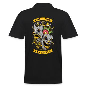 devise inspirante Sourire maintenant les vins plus tard - Polo Homme - noir - Dos - Kai (181cm)