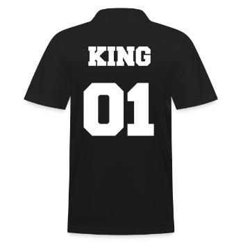 KING 01 White - Männer Poloshirt - Schwarz - Hinten - Kai (181cm)