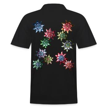 Costume design with colorful Edelweiss / - Men's Polo Shirt - black - Back - Kai (181cm)