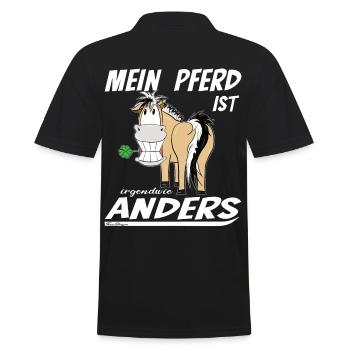 Mein Pferd ist irgendwie anders, Lustiges Fjord - Männer Poloshirt - Schwarz - Hinten - Kai (181cm)