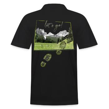 Allez, allez ! - motif de randonnée cool avec des empreintes de chaussures - Polo Homme - noir - Dos - Kai (181cm)