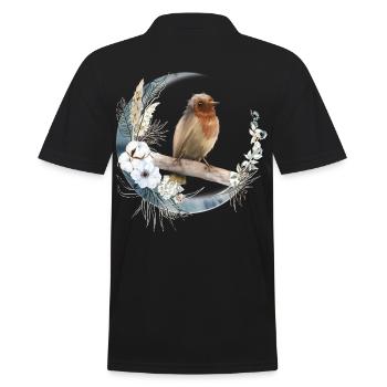 Rotkehlchen Vogelfreund Geschenk - Männer Poloshirt - Schwarz - Hinten - Kai (181cm)