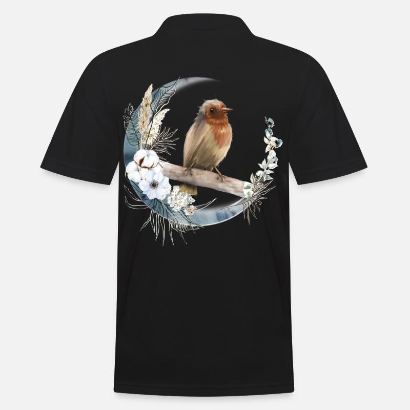 Rotkehlchen Vogelfreund Geschenk - Männer Poloshirt - Schwarz