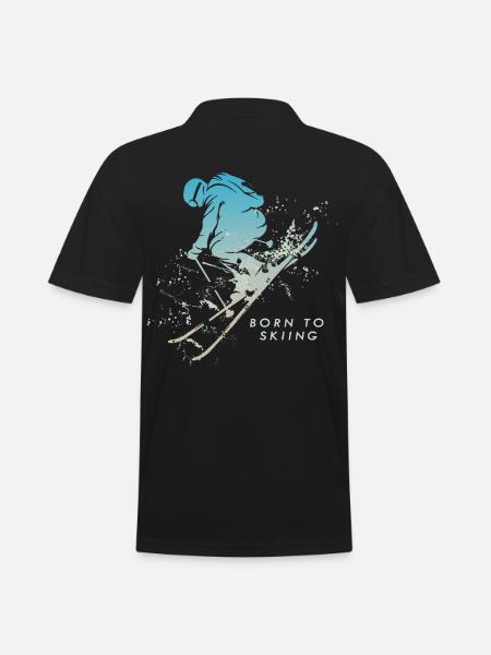 ski skiing born to skiing sports d hiver après ski - Polo Homme - noir