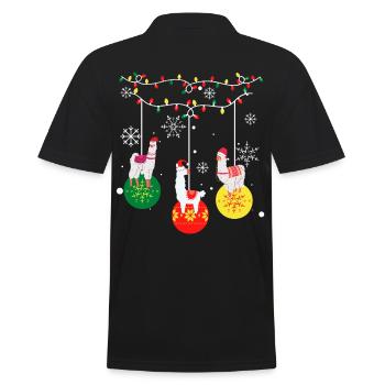 Alpaca Llama Christmas - Men's Polo Shirt - black - Back - Kai (181cm)