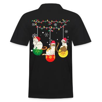 Lustige Weihnachtskatzen - Männer Poloshirt - Schwarz - Hinten - Kai (181cm)