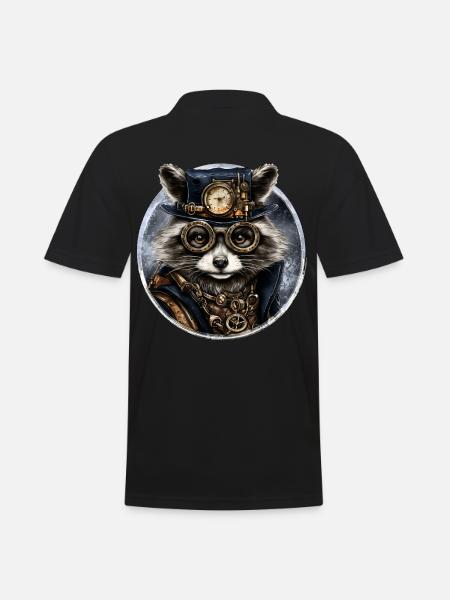 Raton laveur steampunk - Polo Homme - noir