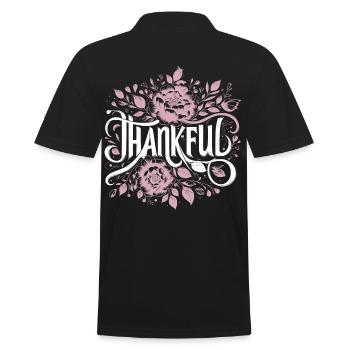Thankful Grateful Gratitude - Men's Polo Shirt - black - Back - Kai (181cm)
