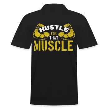 Hustle for that Muscle - Men's Polo Shirt - black - Back - Kai (181cm)