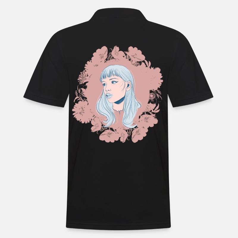 Mädchen mit Blumen - Männer Poloshirt - Schwarz