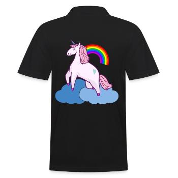 Cloud Unicorn Unicon Fantasy Sky Rainbow - Men's Polo Shirt - black - Back - Kai (181cm)