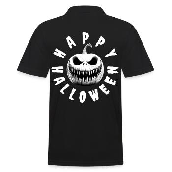 MOTIF HAPPY HALLOWEEN AVEC CITROUILLE D’HORREUR - Polo Homme - noir - Dos - Kai (181cm)