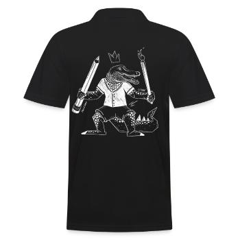 Creative crocodile with pen and brush - Men's Polo Shirt - black - Back - Kai (181cm)