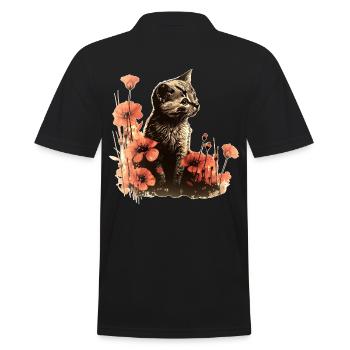 Katze Katzenliebhaber Katzenhalter Geschenkidee - Männer Poloshirt - Schwarz - Hinten - Kai (181cm)