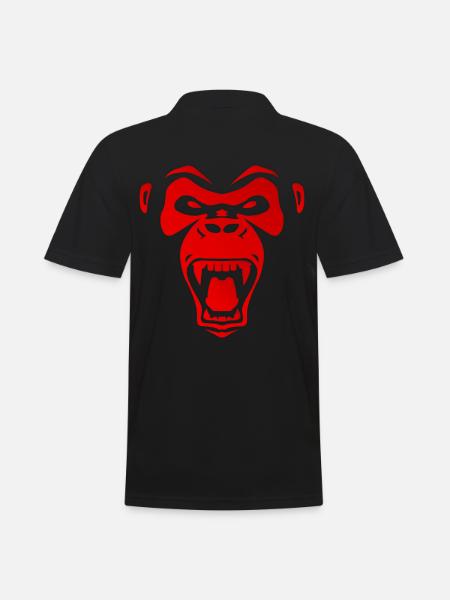 Roter Gorilla - Männer Poloshirt - Schwarz