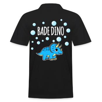 Bade Dino Triceratops - Männer Poloshirt - Schwarz - Hinten - Kai (181cm)