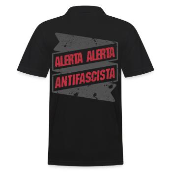 alerta alerta antifascista - Männer Poloshirt - Schwarz - Hinten - Kai (181cm)