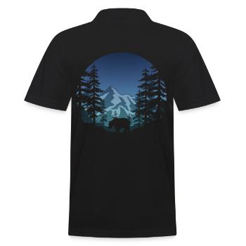 Ours dans la forêt (rond / bleu) - Polo Homme - noir - Dos - Kai (181cm)