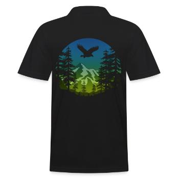 Aigles et montagnes (rond / bleu / vert) - Polo Homme - noir - Dos - Kai (181cm)