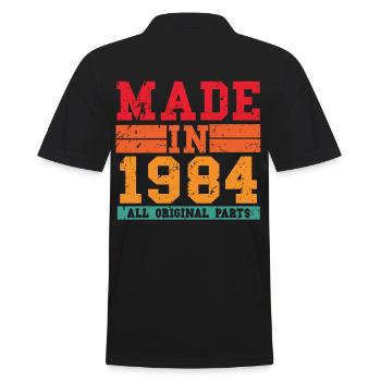 1984 Geburtstag Vintage Spruch - Männer Poloshirt - Schwarz - Hinten - Kai (181cm)