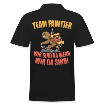 Team Faultier- Wandern und Bergsteigen - Männer Poloshirt - Schwarz - Hinten - Kai (181cm)