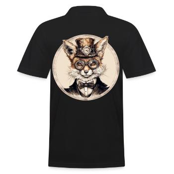 Steampunk Fox - Men's Polo Shirt - black - Back - Kai (181cm)